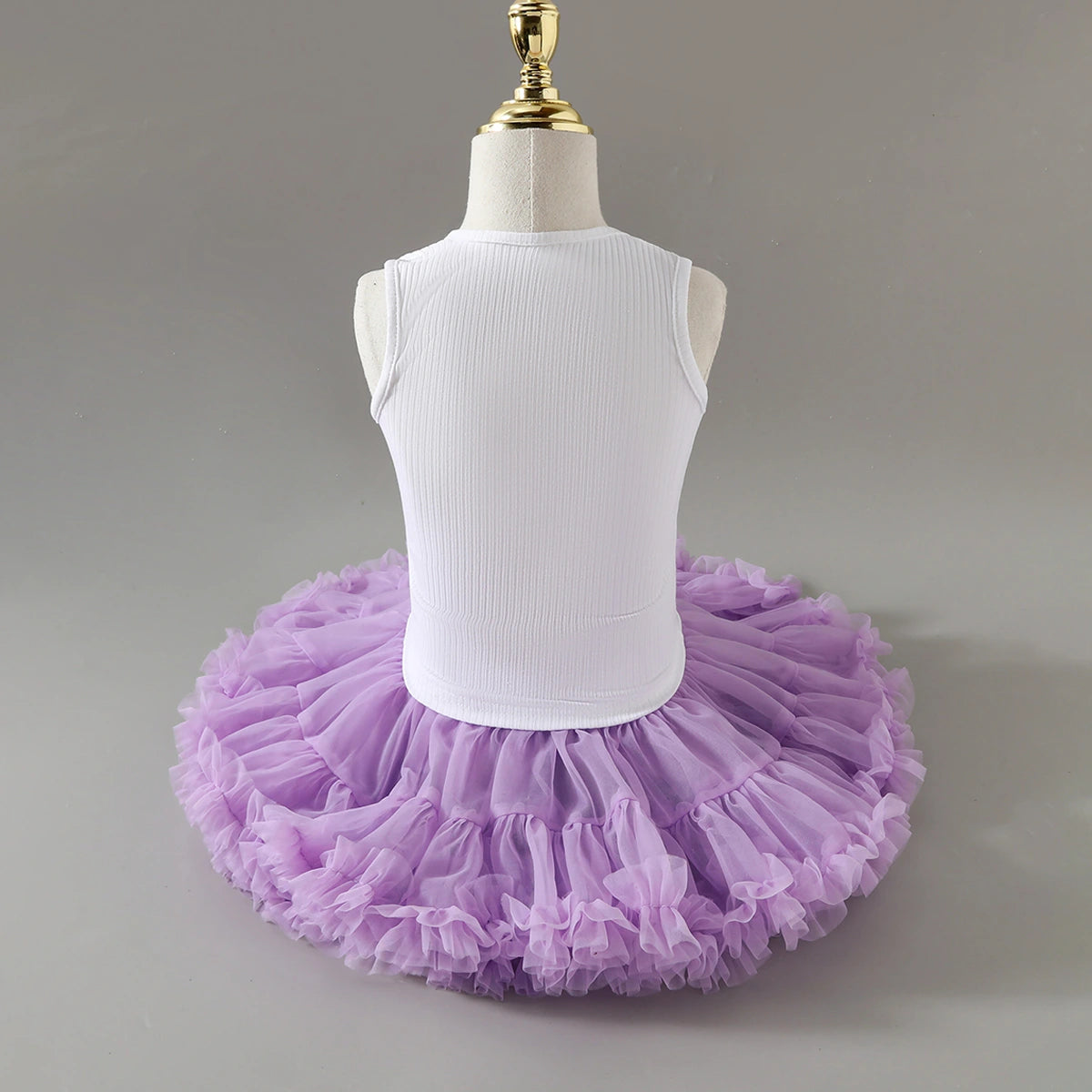 Girls Flower Applique Top With Purple Tiered Tulle Skirts Set Sets