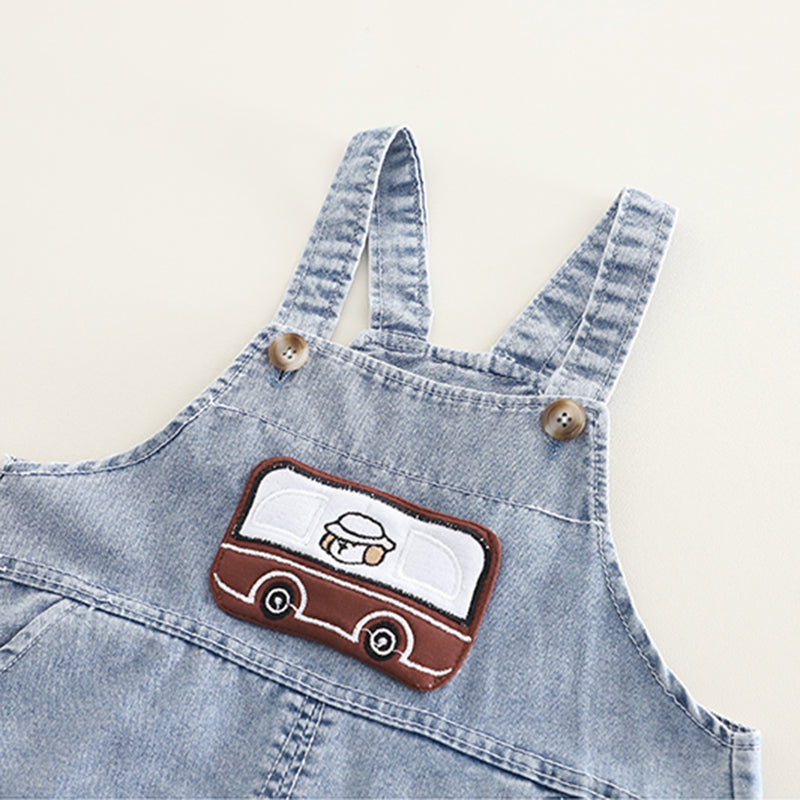 Boys Black Striped T-Shirt with Denim Dungaree Set Sets