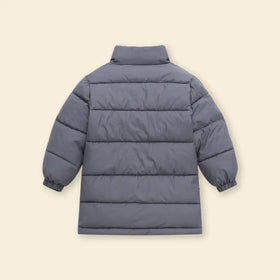 Girls Grey Quilted High-neck Puffer Jacket With Side Pockets Coats & Jackets