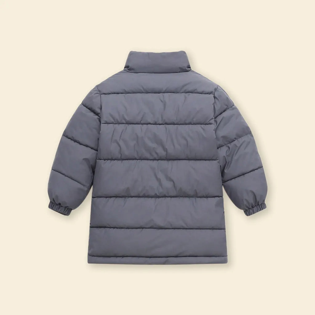 Girls Grey Quilted High-neck Puffer Jacket With Side Pockets Coats & Jackets