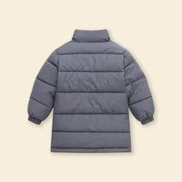 Girls Grey Quilted High-neck Puffer Jacket With Side Pockets Coats & Jackets
