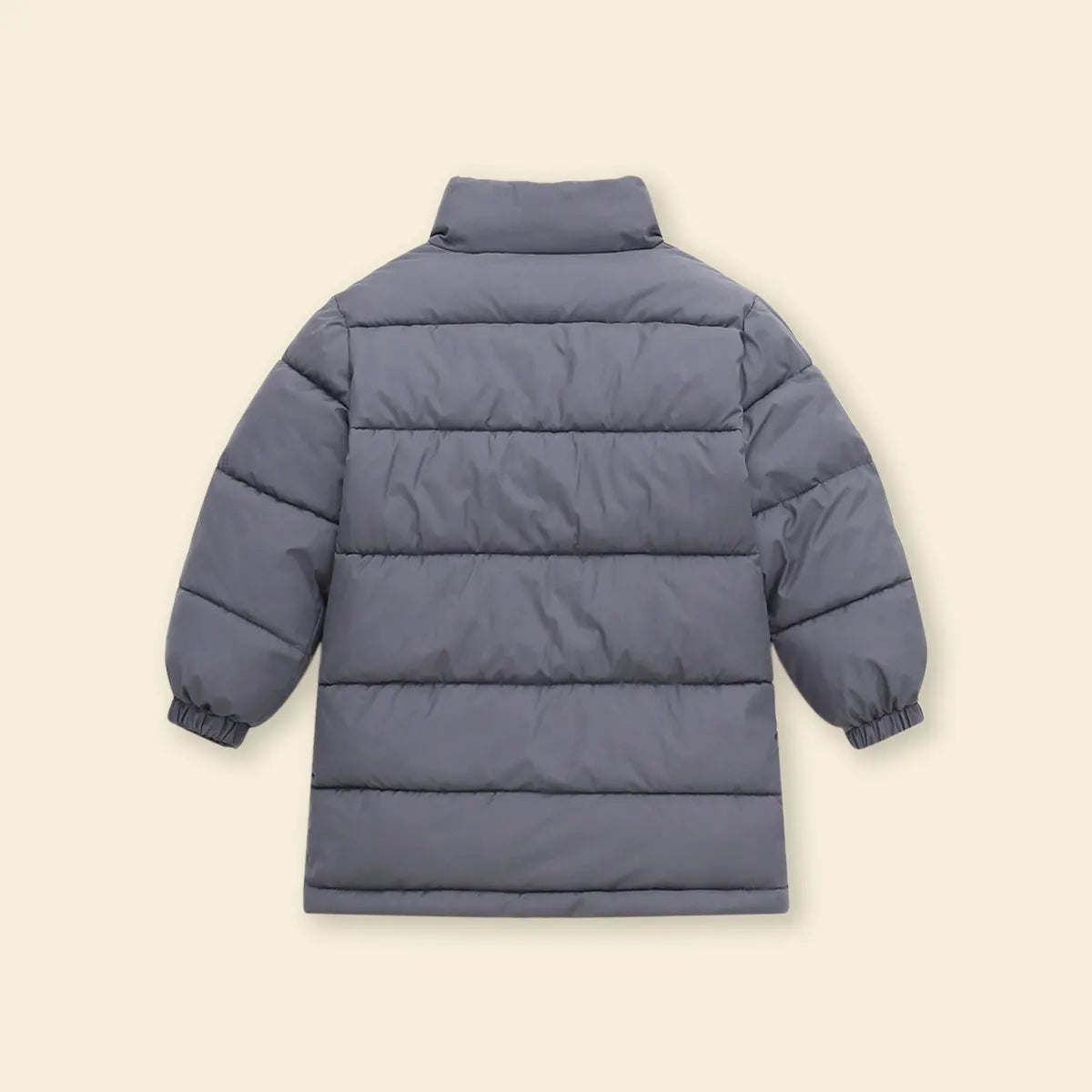 Girls Grey Quilted High-neck Puffer Jacket With Side Pockets Coats & Jackets