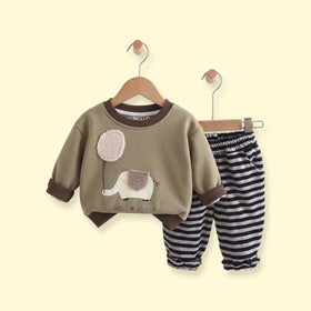 Boys Olive Graphic Sweatshirt & Striped Joggers Sets Sets Olive 1-2 Y