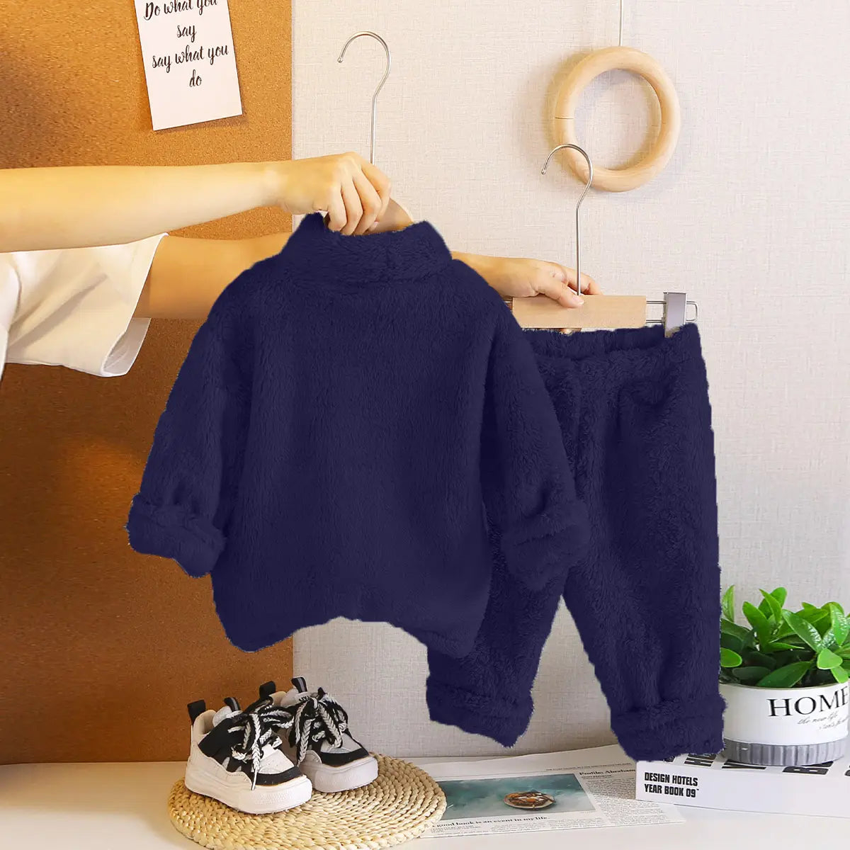 Boys Navy Blue Fleece Zip-up Jacket With Jogger Co-ord Sets Sets