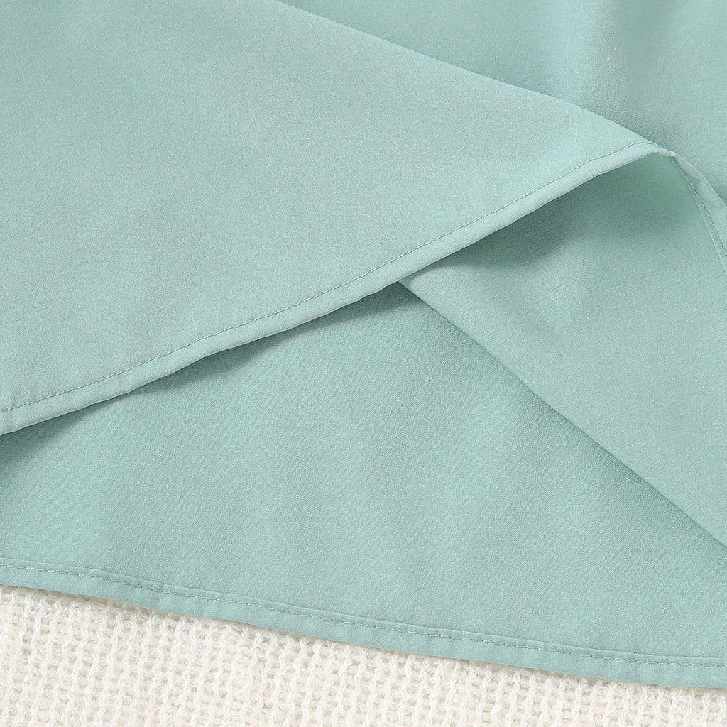 Girls Green Flutter Sleeves A-Line Casual Dress Casual Dresses