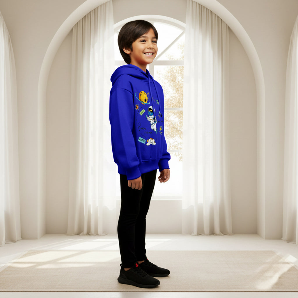 Boys Royal Blue Space Graphics Hoodies Sweatshirt Sweatshirts & Hoodies