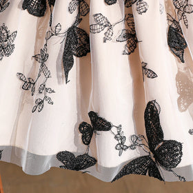 Girls Black Embroidered Tulle Overlay Fit & Flare Dress Casual Dresses