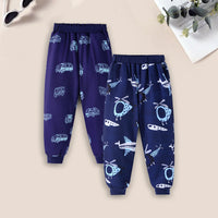 Girls Navy Blue Printed Joggers - Pack Of 2 Trackpants & Joggers Navy Blue 1-2 Y