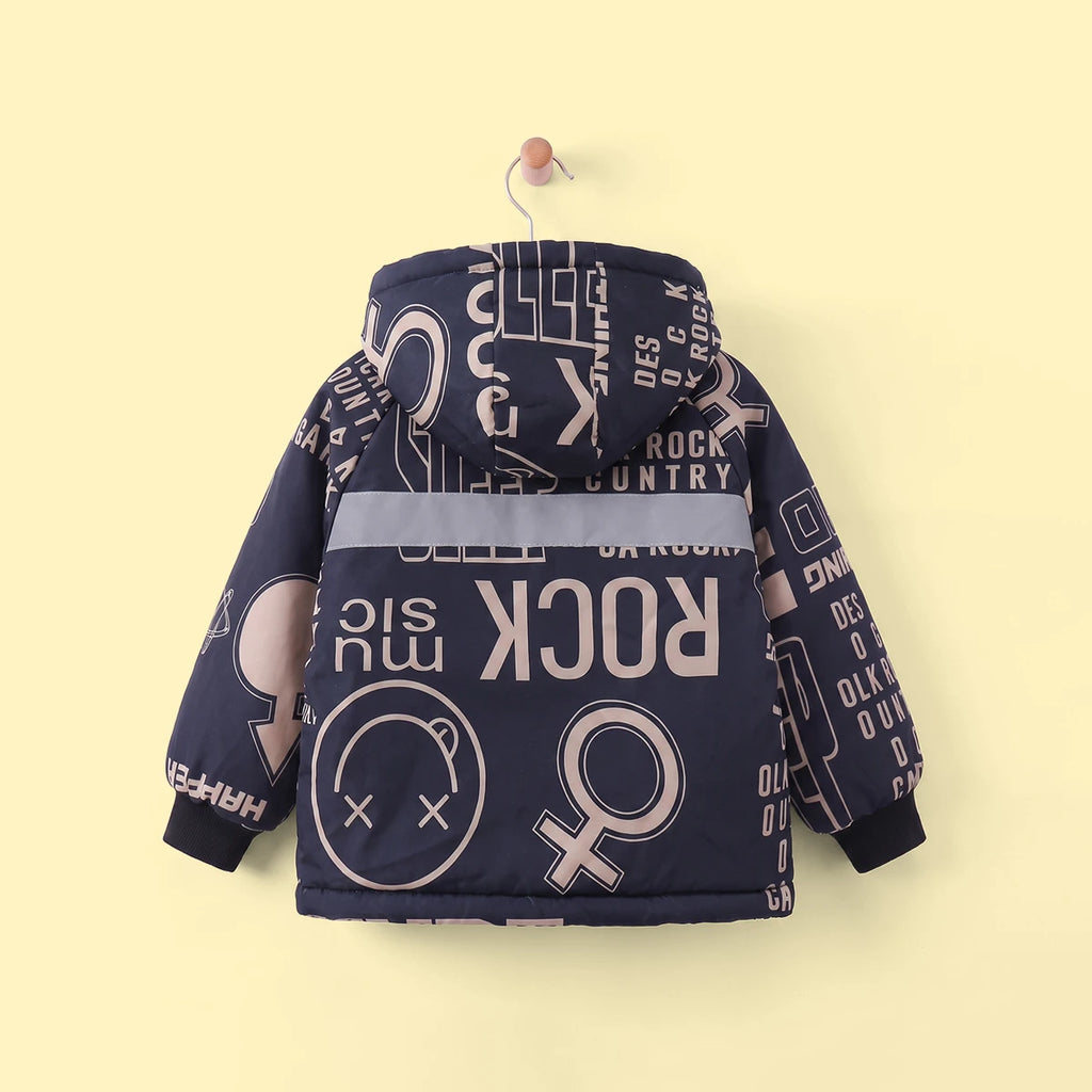 Boys Printed Hooded Fleece Jacket Coats & Jackets