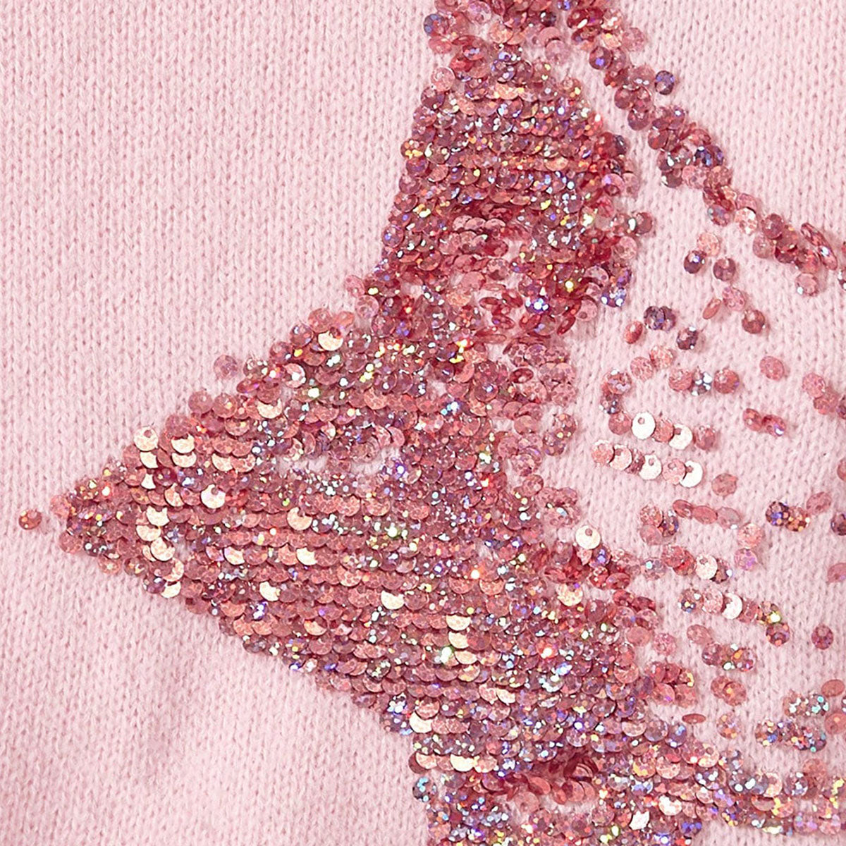 Girls Pink Star Sequins Full Sleeves Pullover Sweaters & Cardigans