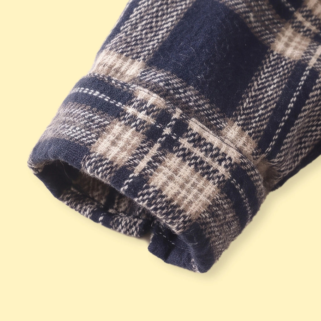 Boys Navy Blue Checked Long Sleeve Hooded Shirt Shirts
