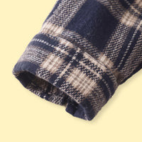 Boys Navy Blue Checked Long Sleeve Hooded Shirt Shirts