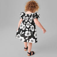 Girls Flower Print Puff Sleeve Dress Casual Dresses   