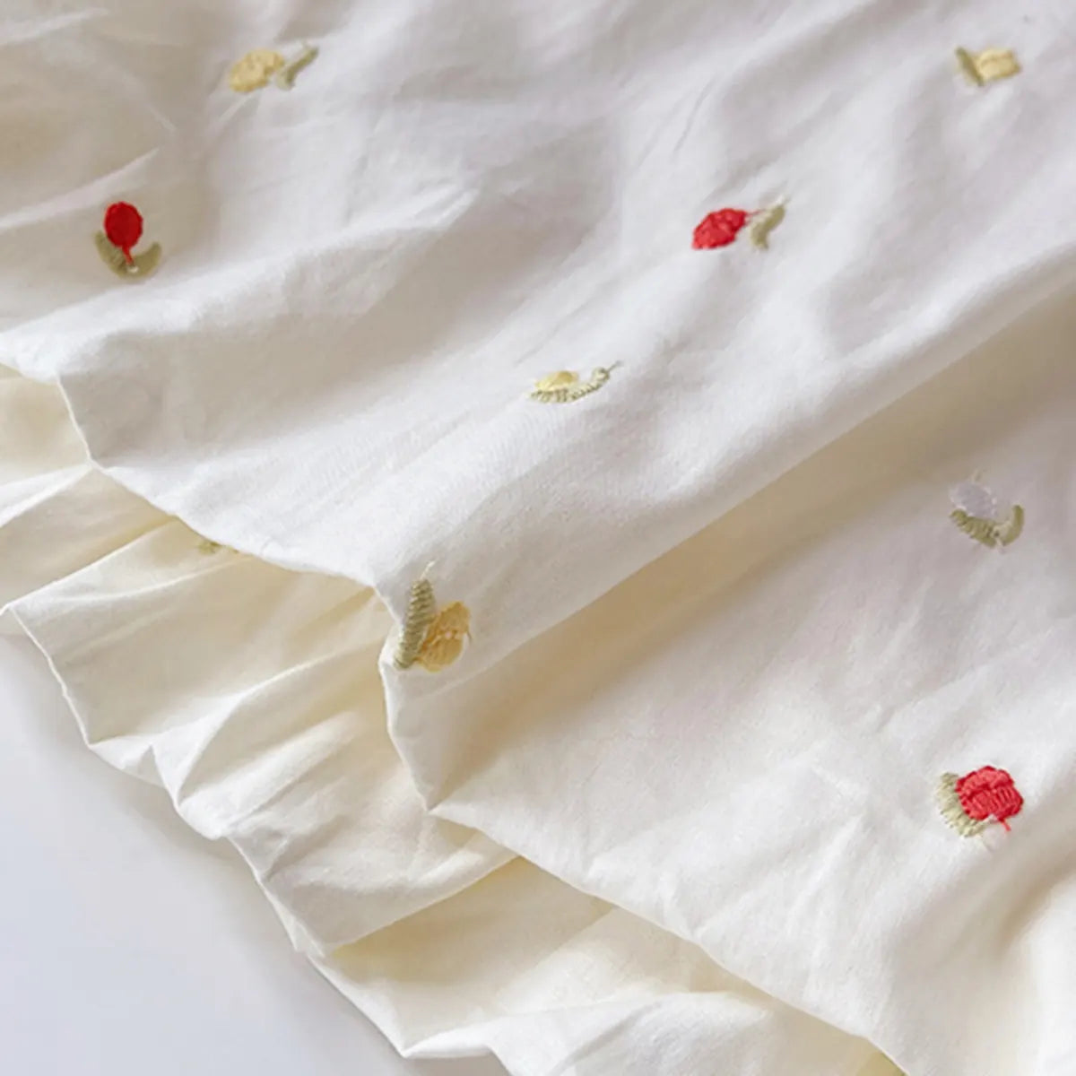 Girls Cream Embroidered Sleeveless A-line Bubble Dress Casual Dresses