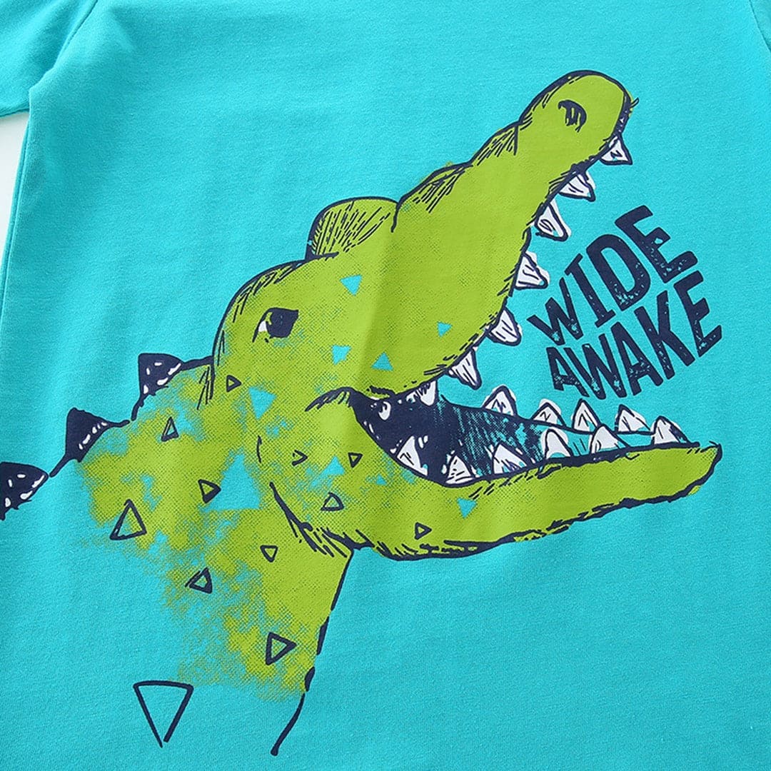 Boys Crocodile Print T-Shirt With Shorts Set Sets   
