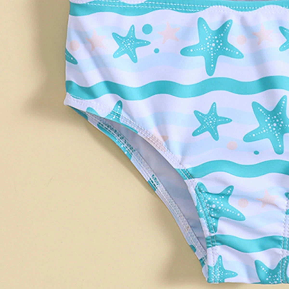 Girls White Starfish Print Top With Briefs Swimwear Sets Sets