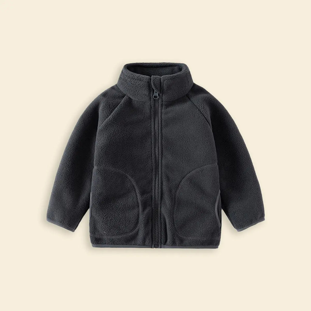 Boys Dark Grey Fleece Zip-up Jacket Coats & Jackets