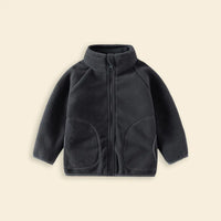 Boys Dark Grey Fleece Zip-up Jacket Coats & Jackets