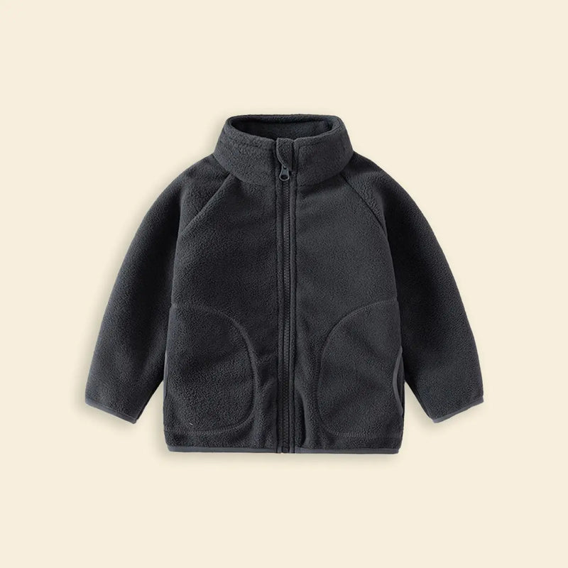 Boys Dark Grey Fleece Zip-up Jacket Coats & Jackets