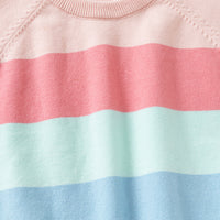 Girls Multicolor Regular Sweatshirt With Self-Design Stripe Patterns Sweaters & Cardigans