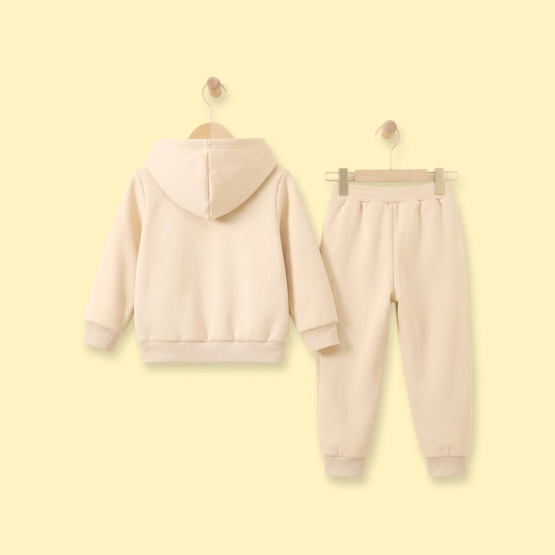 Boys Beige Embossed 23 Hooded Sweatshirt With Jogger Sets 2 pc. Sets