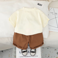 Boys 3D Lion Appliqued T-Shirt With Brown Shorts Set 2 pc. Sets