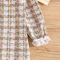 Girls Off White Checked A-line Dress Casual Dresses