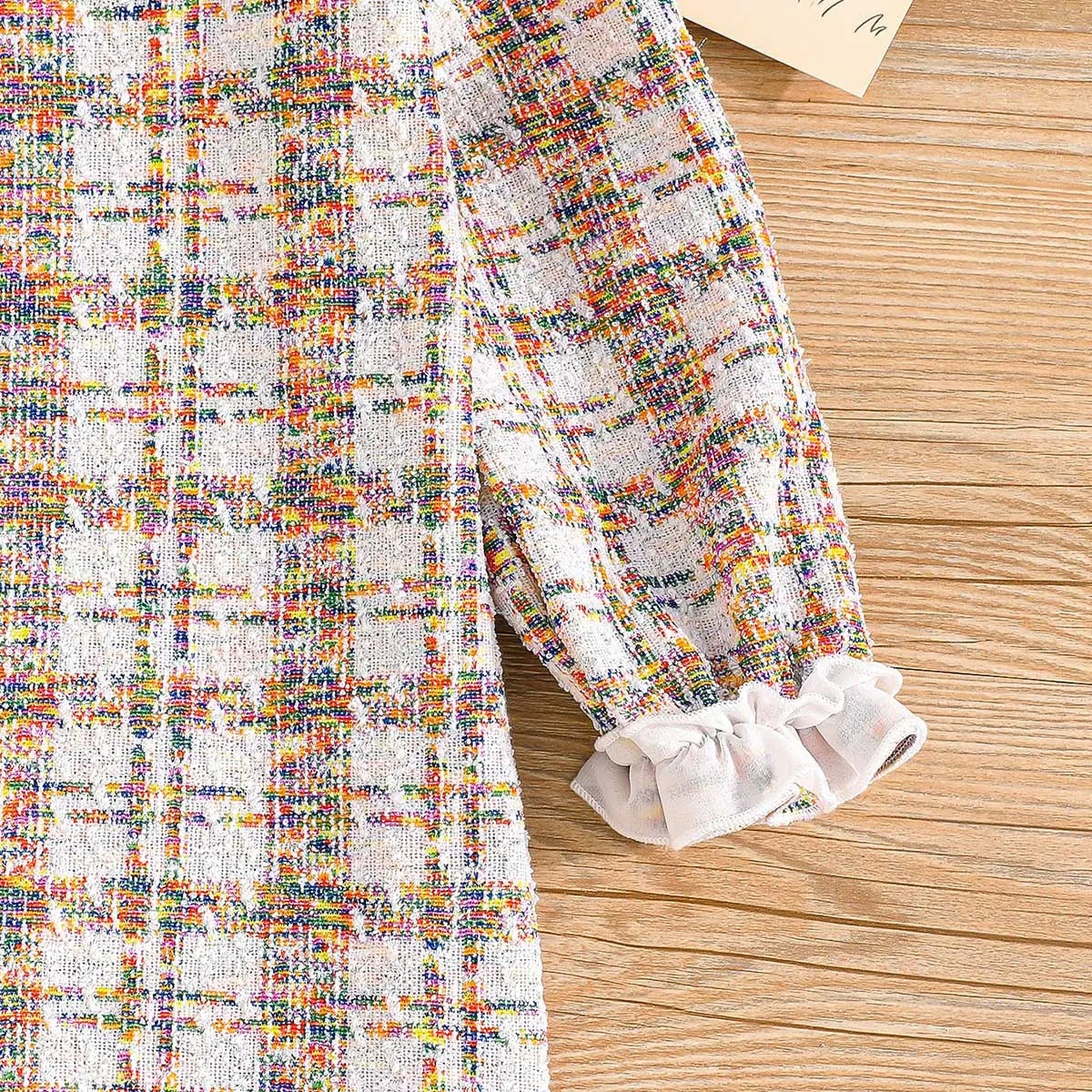 Girls Off White Checked A-line Dress Casual Dresses