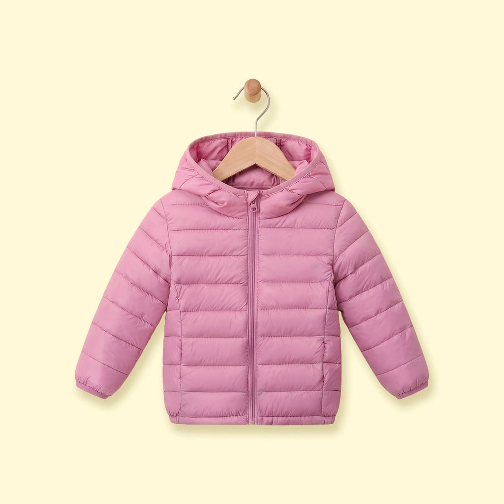 Girls Mauve Hooded Quilted Puffer Jacket Coats & Jackets Mauve 3-4 Y
