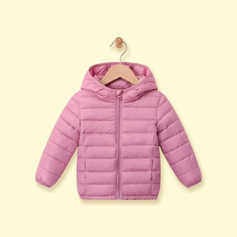 Girls Mauve Hooded Quilted Puffer Jacket Coats & Jackets Mauve 3-4 Y