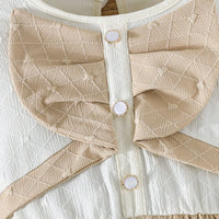Girls Khaki Self Design Triangle Patterns Fit And Flare Dress Casual Dresses