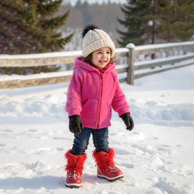 Girls Pink Fleece Hooded Zipper Jacket Coats & Jackets Pink 1-2 Y