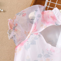 Girls Pink Floral Printed Semi-Casual Dress Casual Dresses