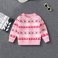 Girls Pink Self-Design Jacquard Regular Sweater Sweaters & Cardigans Pink 2-3 Y