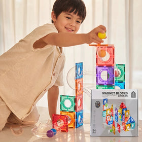 Multicolour STEM Magnetic Rolling Ball Building Blocks Tiles Set Trending Accessories