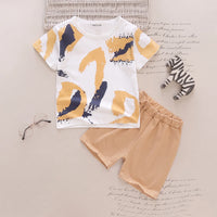 Boys White Abstract Print Short Sleeve T-Shirt With Shorts Sets 2 pc. Sets White 1-2 Y