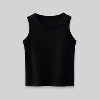Boys Solid Sleeveless Tank Vests Tshirts Black 1-2 Y 
