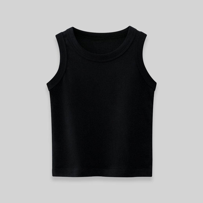 Boys Solid Sleeveless Tank Vests Tshirts Black 1-2 Y 