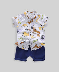 Boys Light Grey 2 Piece Set with Dinosaur Theme Sets Style 1 1-2 Y 