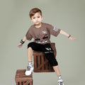 Boys Short Sleeve Printed T-Shirt With Shorts 2 pc. Sets Brown 4-5 Y 