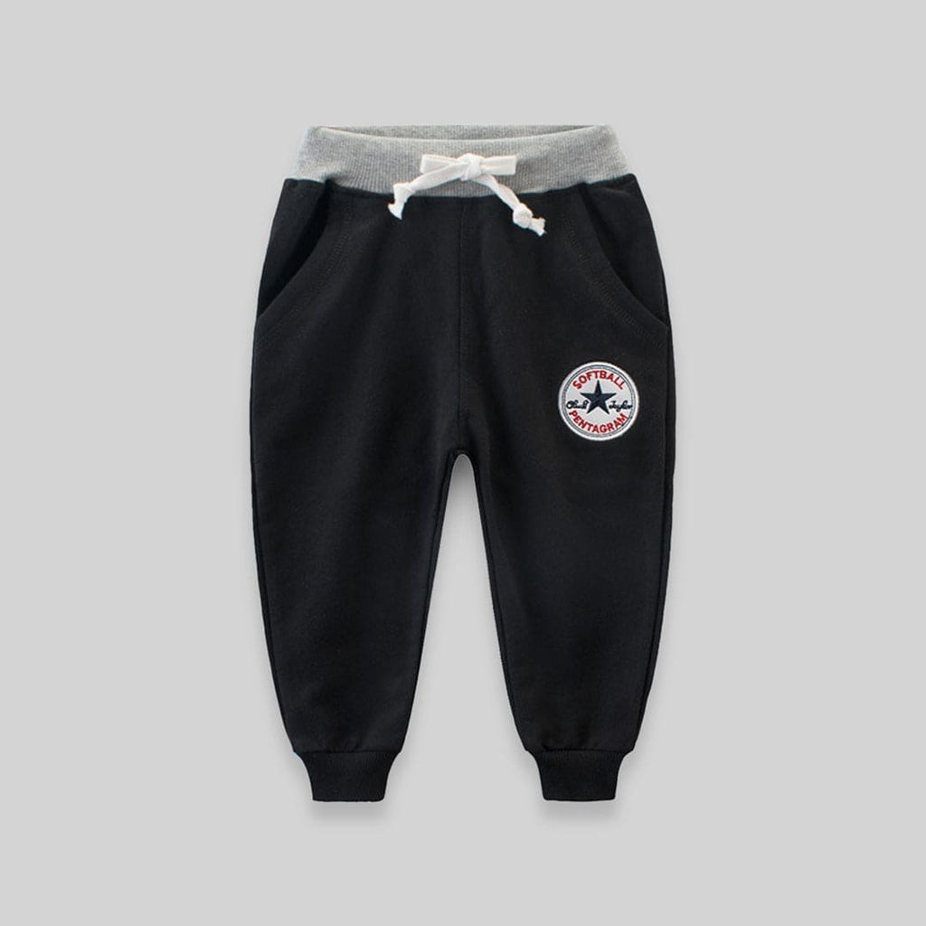 Boys Black Joggers with Drawstring