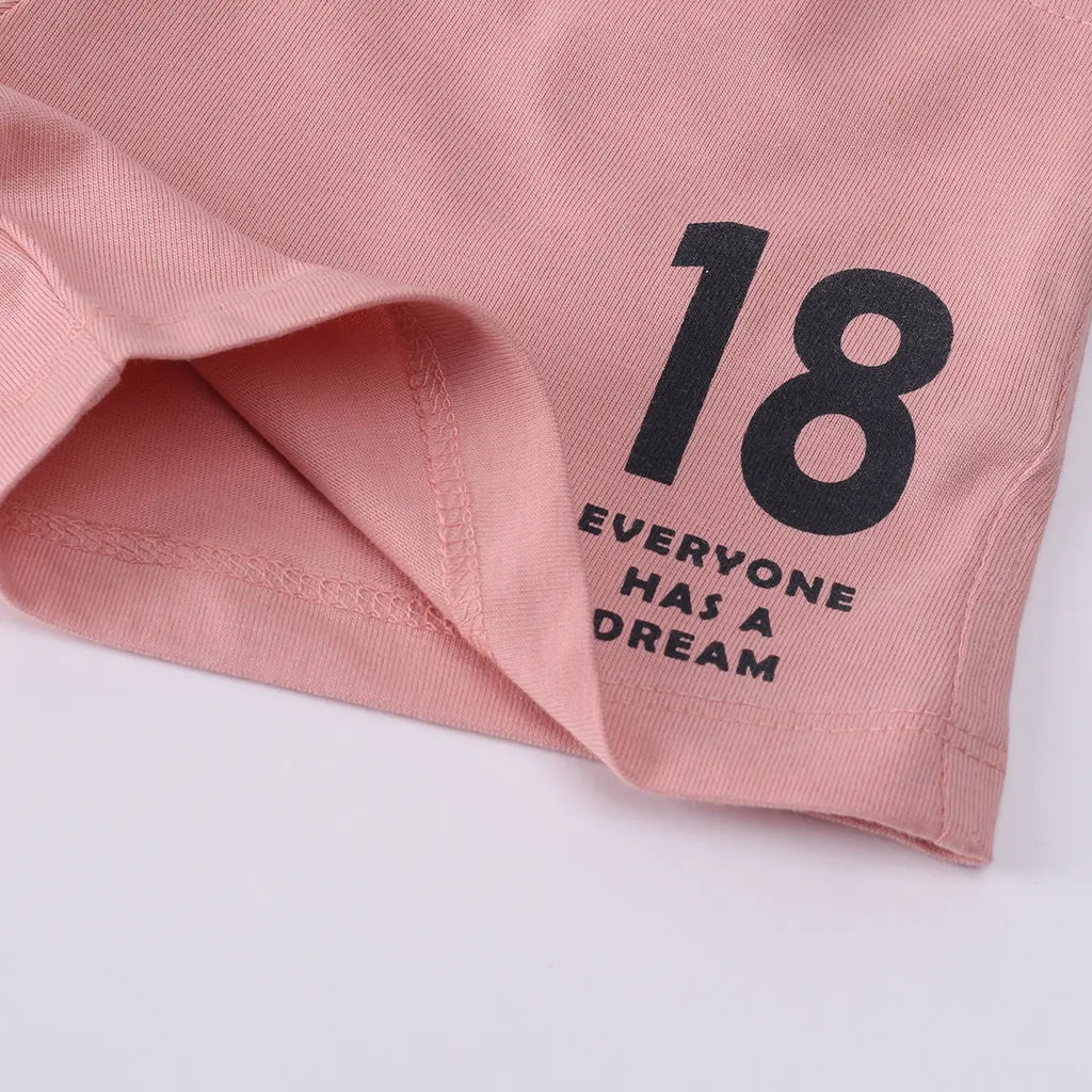 Boys Pink Typographic Printed Short Sleeve T-Shirt With Shorts Sets 2 pc. Sets