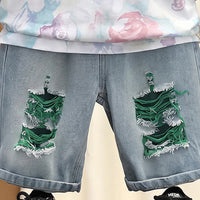 Boys Multicolour Typography Print Short Sleeve T-Shirt With Distressed Denim Shorts Sets 2 pc. Sets