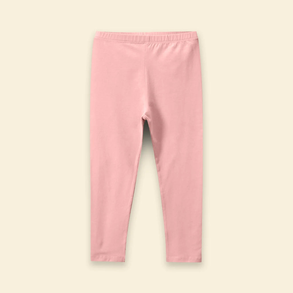 Girls Pink Solid Ankle Length Leggings Leggings & Tights