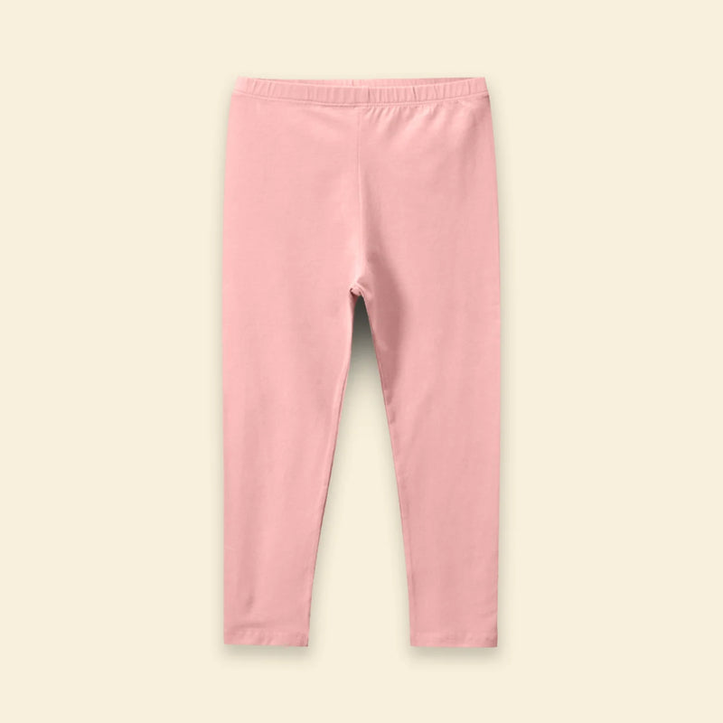 Girls Pink Solid Ankle Length Leggings Leggings & Tights