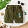 Boys Green Crocodile Cartoon Printed Short Shorts Green 2-3 Y