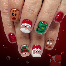Girls Multicolor Christmas Press-On Nail Art Kit Trending Accessories Multicolor Onesize