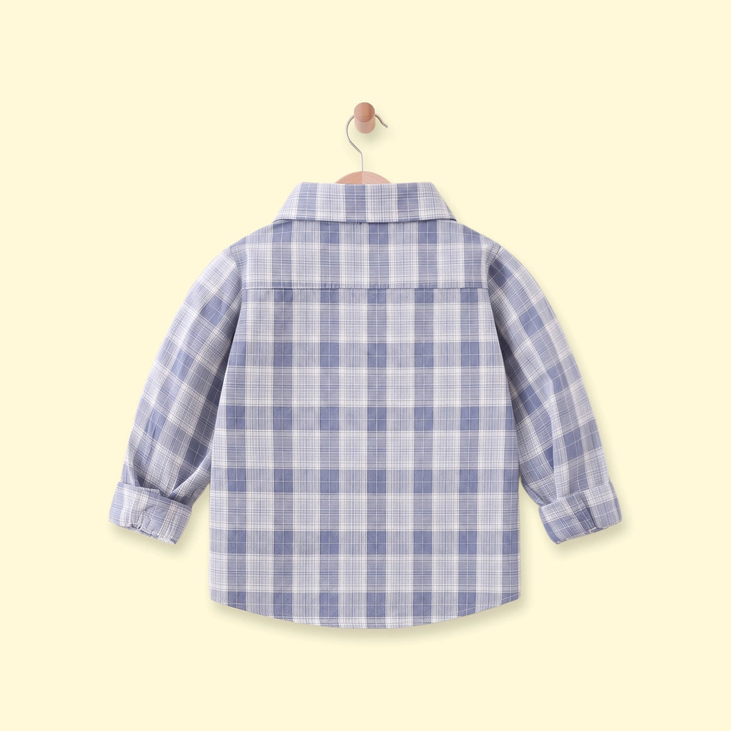 Boys Blue Checked Long Sleeve Shirt Shirts