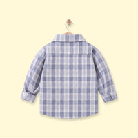 Boys Blue Checked Long Sleeve Shirt Shirts