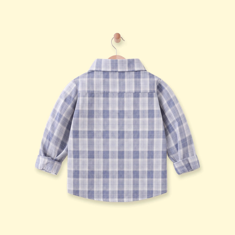 Boys Blue Checked Long Sleeve Shirt Shirts